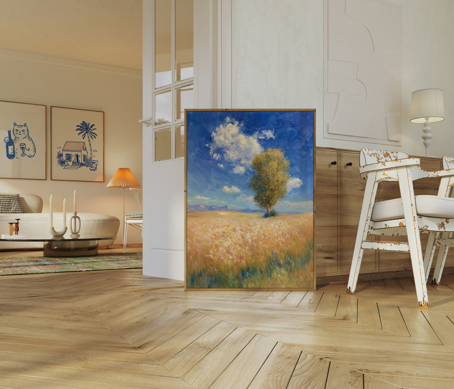 Solitary Tree in Golden Field Poster