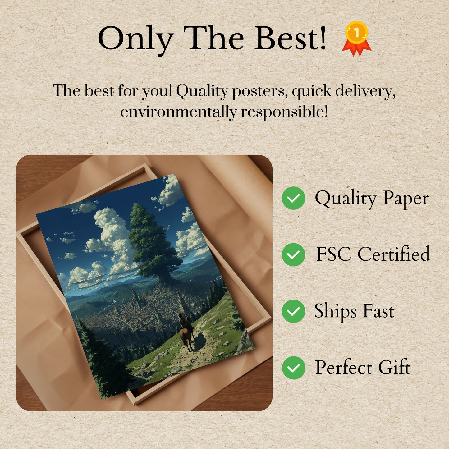 Enchanted Medieval City Landscape Poster