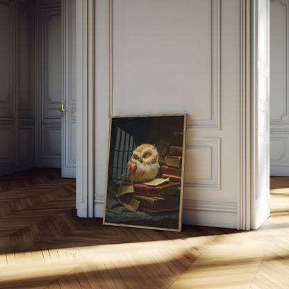 Scholarly Owl Among Books Poster