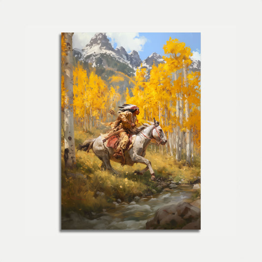 Autumn Ride Native American Poster