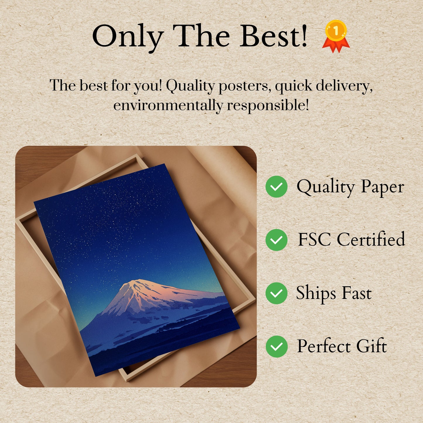 Mount Fuji Starry Night Poster