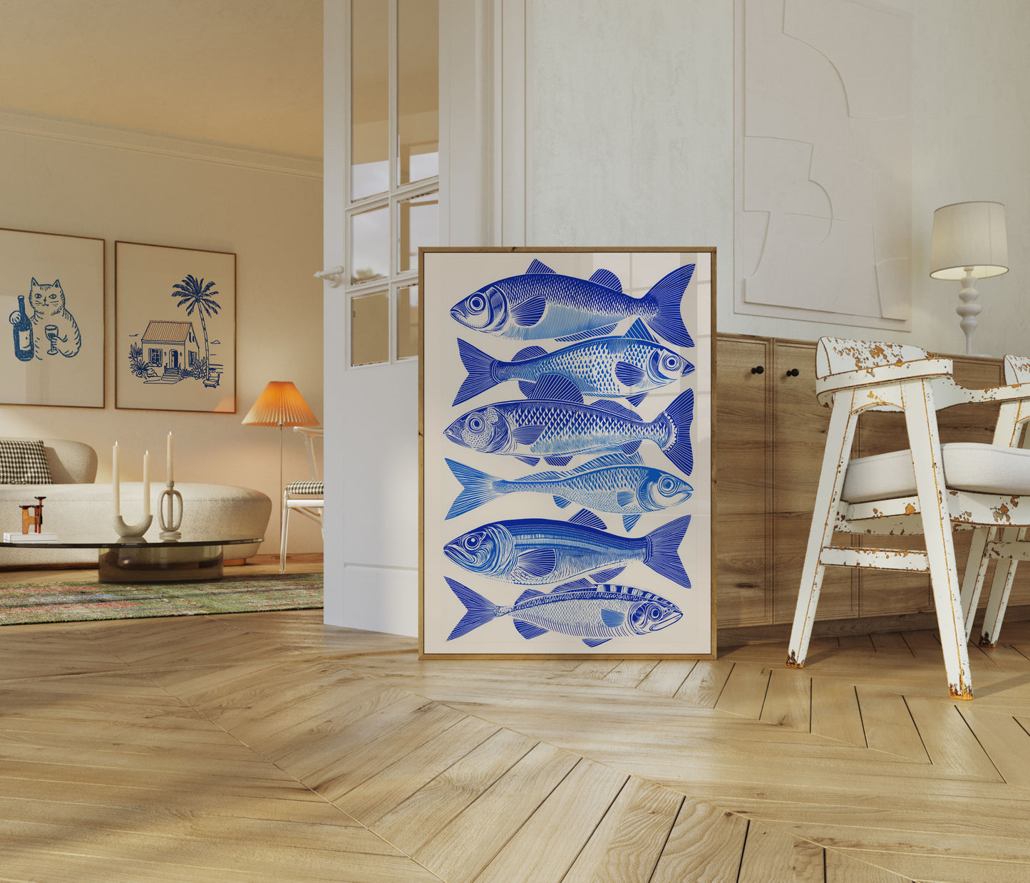 Blaue Fisch-Schichten-Poster