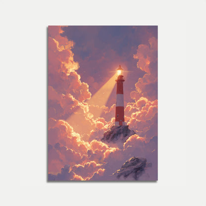 Celestial Lighthouse Storm Poster