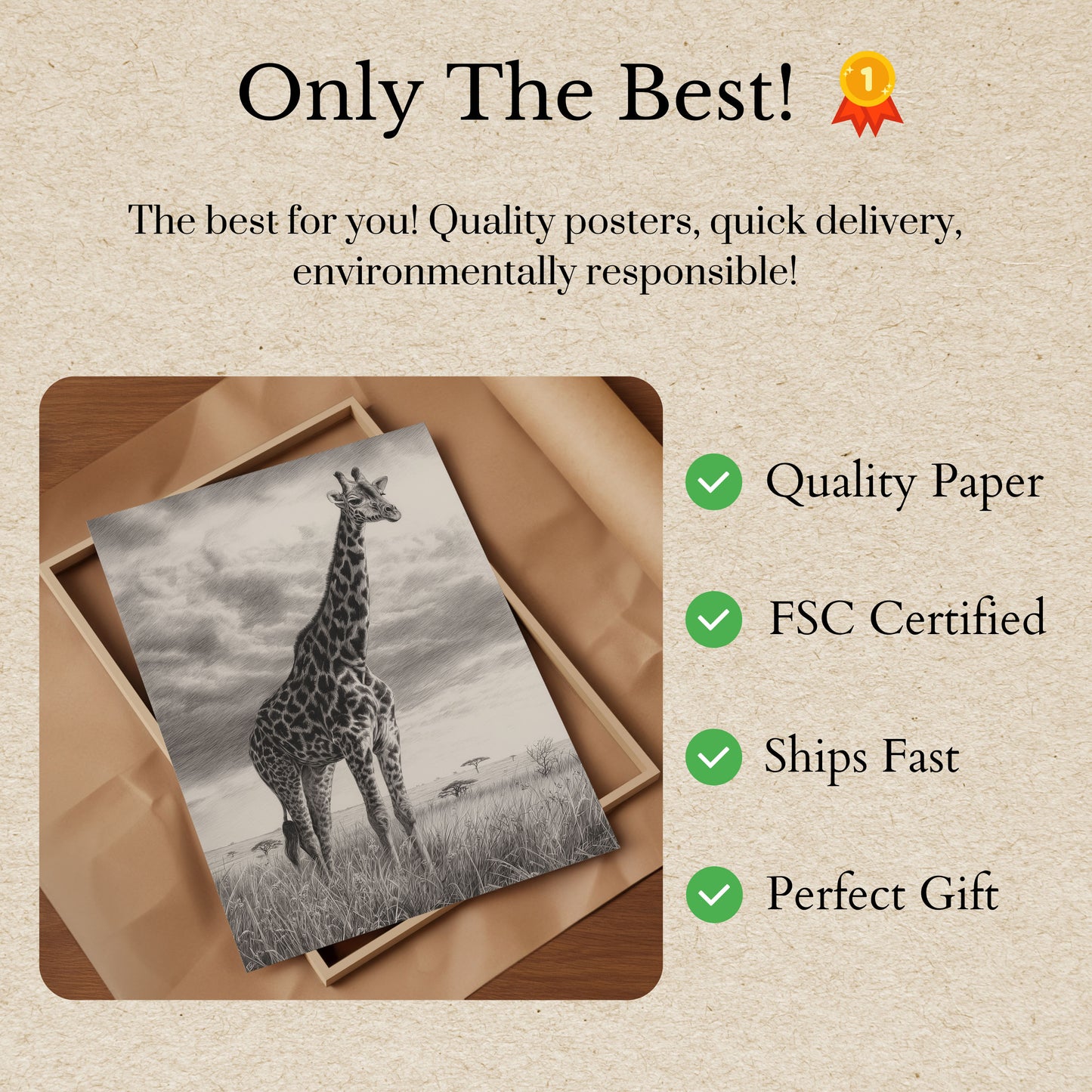 Póster de la majestuosa jirafa de la sabana