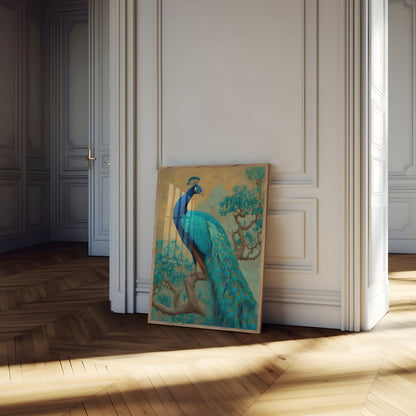 Póster Elegancia de pavo real azul real