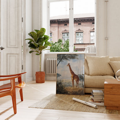 Póster de la majestuosa jirafa de la sabana