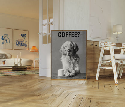 Coffee Loving Dog Poster