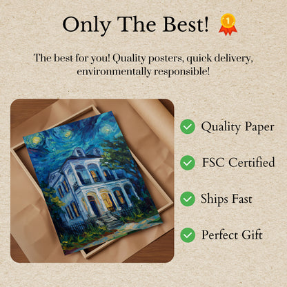 Starry Night House Poster