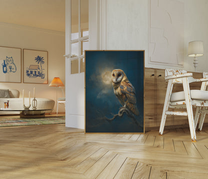 Moonlit Barn Owl Poster