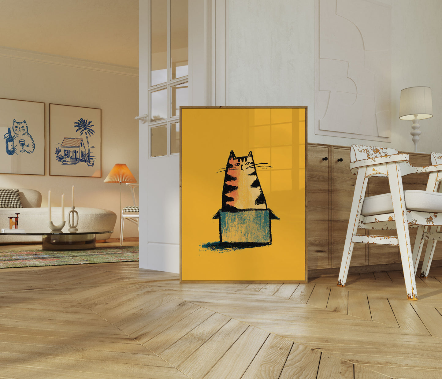 Lächelnde Katze in Box Poster