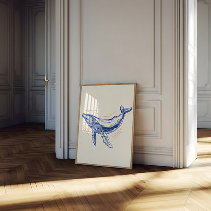 Blue Whale Ocean Waves Poster