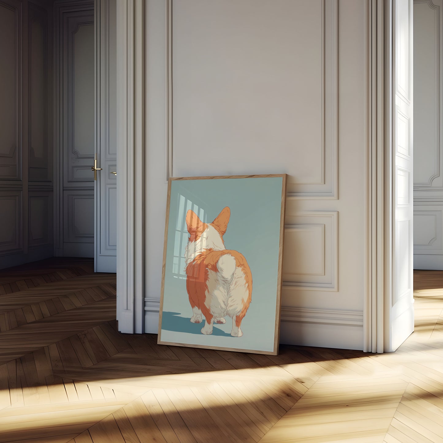 Fluffy Corgi Back Poster