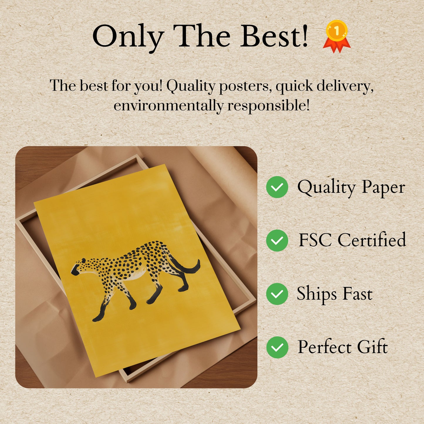 Elegante póster minimalista de guepardo amarillo