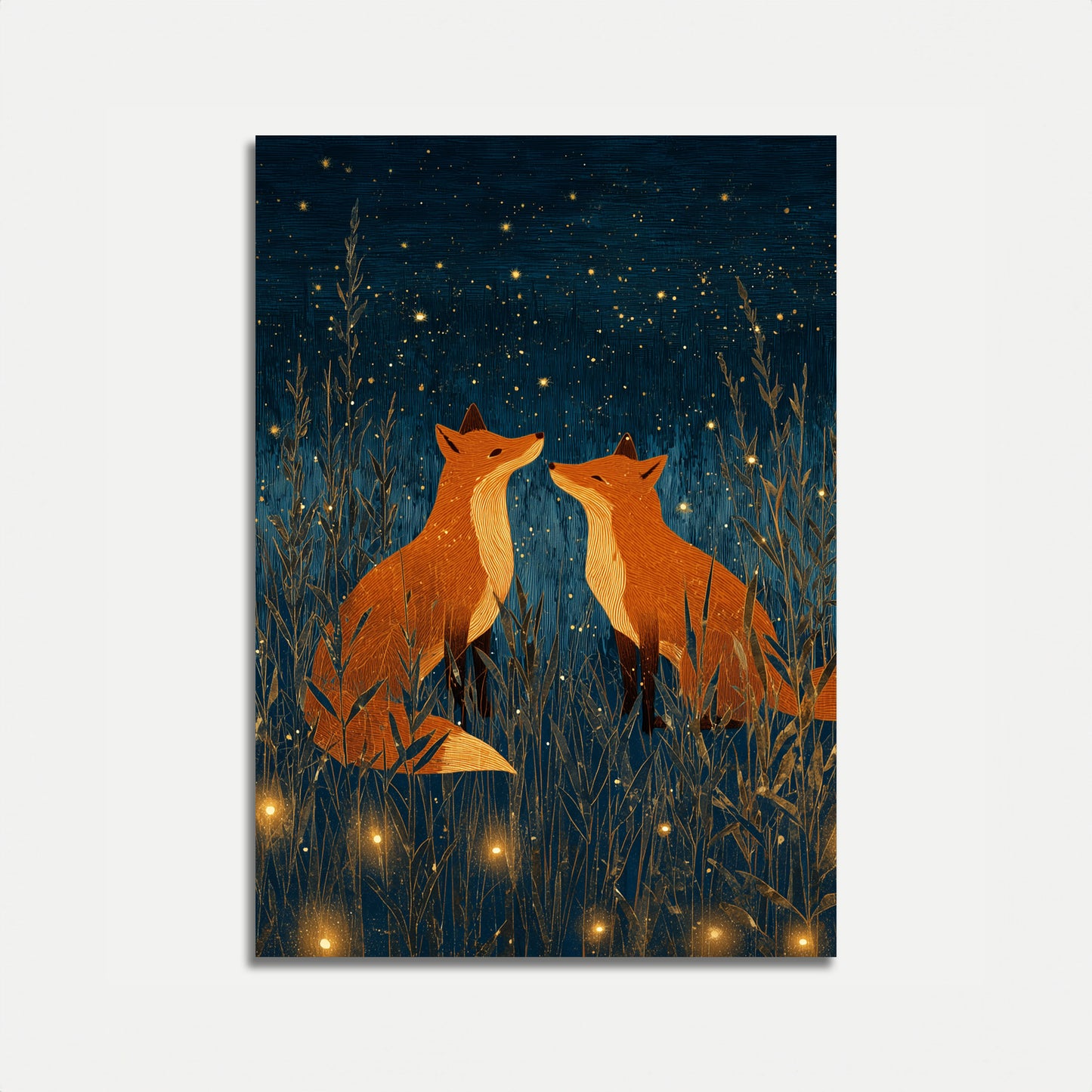 Due Volpi Sotto la Luce delle Stelle Poster
