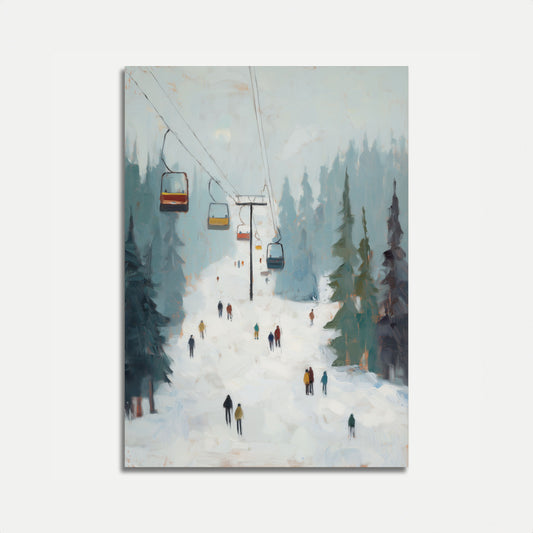 Nebliger Skilift Winter-Poster