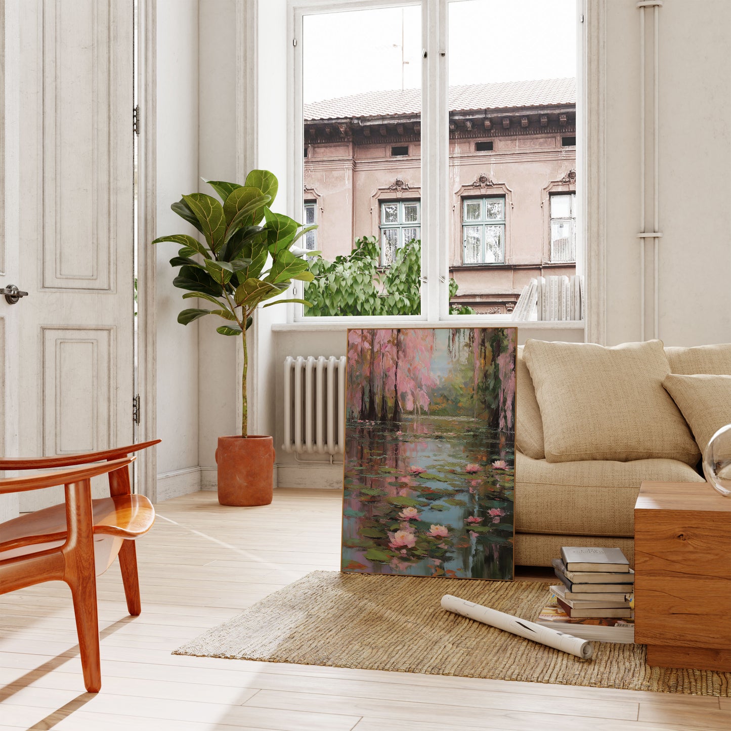 Rosa Näckrosor Trädgård Affisch