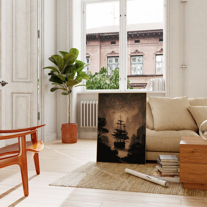 Mystical Pirate Ship Sunset Poster