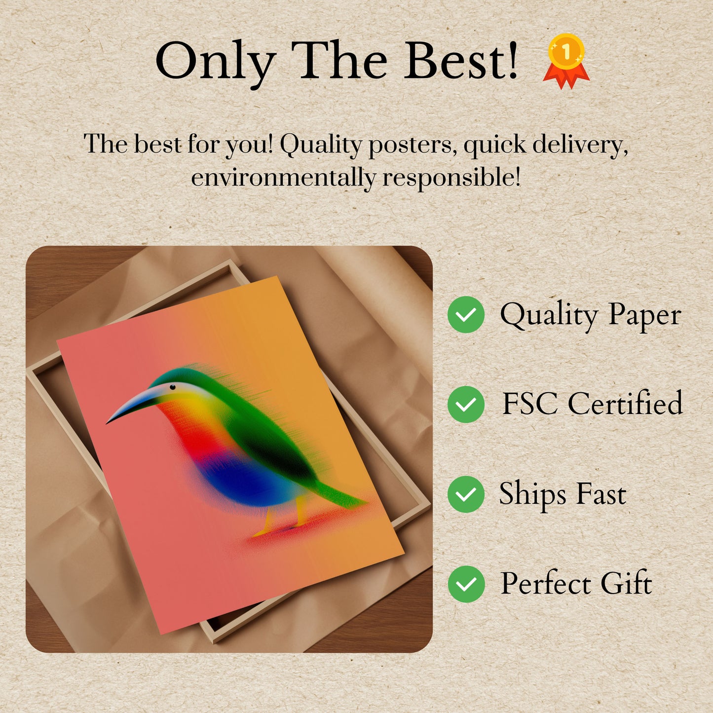 Vibrant Rainbow Bird Poster