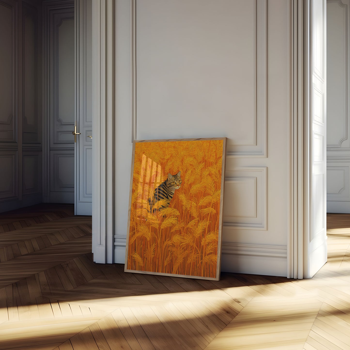 Tabby Cat in Golden Wheat Poster