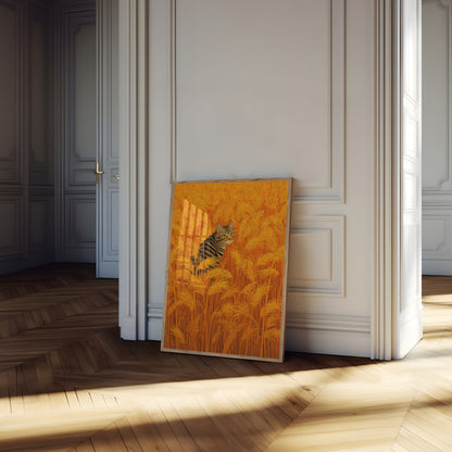 Tabby Cat in Golden Wheat Poster