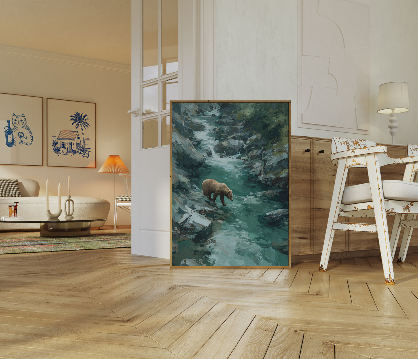 Björn vid turkosfloden affisch