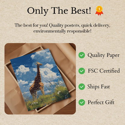 Póster de la pradera de jirafas imponentes