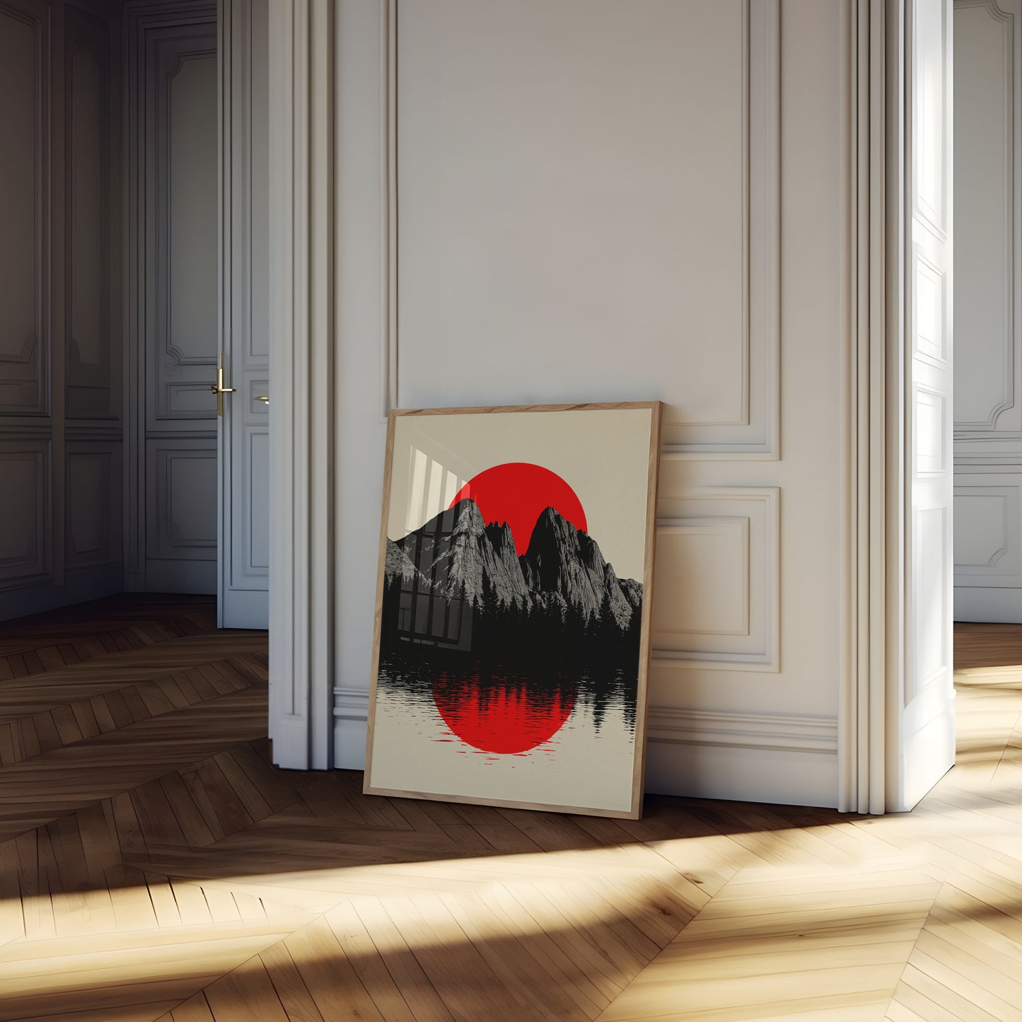 Berglucht Zonsondergang Weerspiegeling Poster