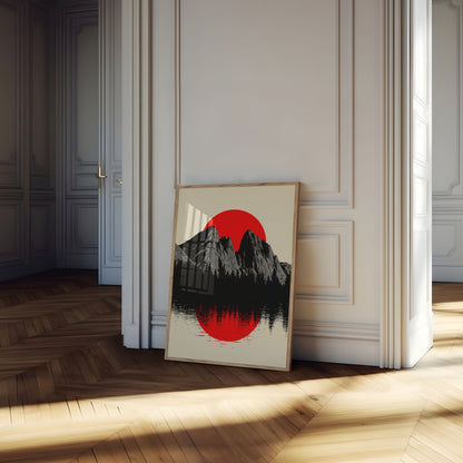 Berglucht Zonsondergang Weerspiegeling Poster