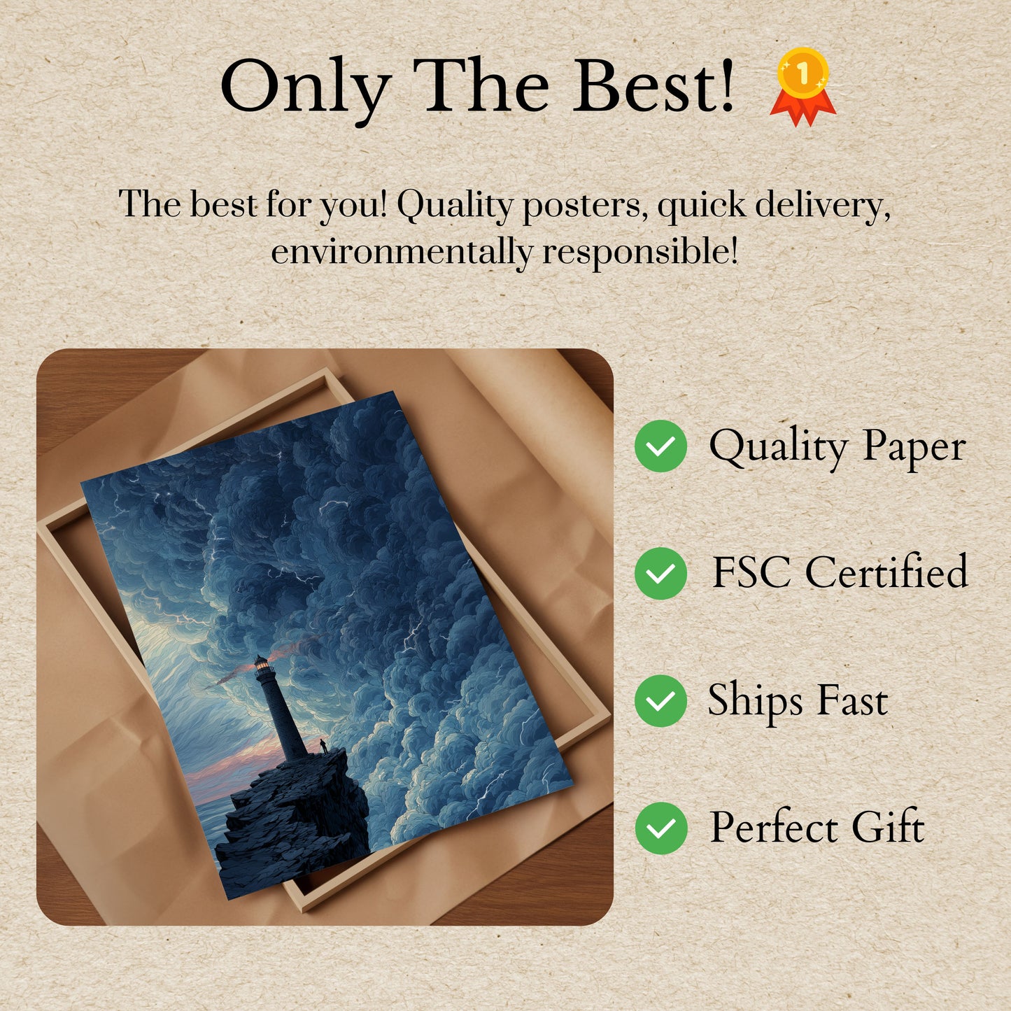 Storm's Edge Lighthouse Poster