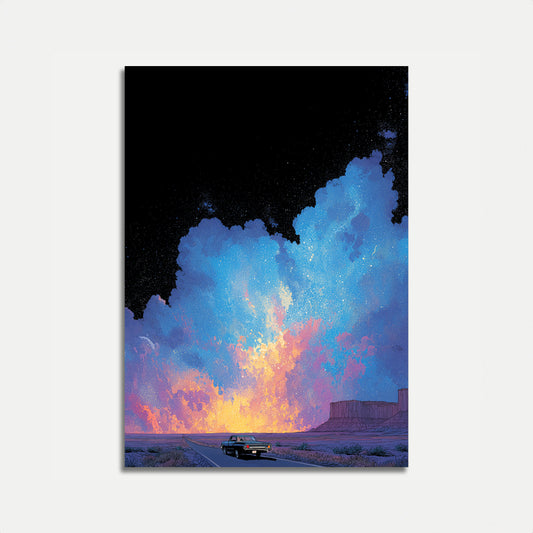 Desert Road Night Sky Poster