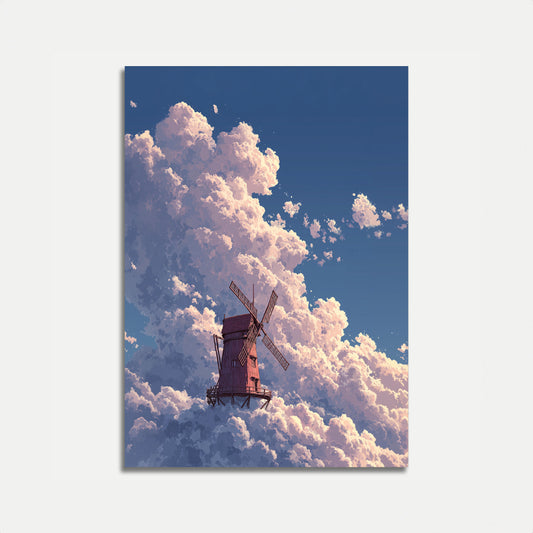 Windmill in Dreamy Cloud Poster