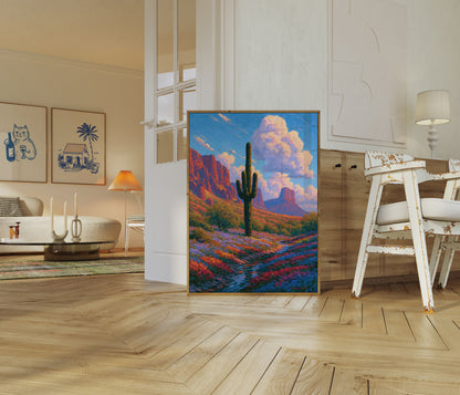 Saguaro Cactus Desert Landscape Poster