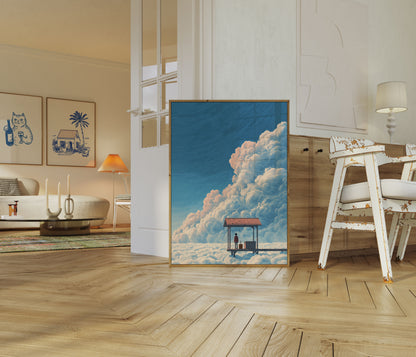 Póster Esperando sobre las nubes