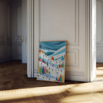 Colorful Ski Slopes Winter Poster