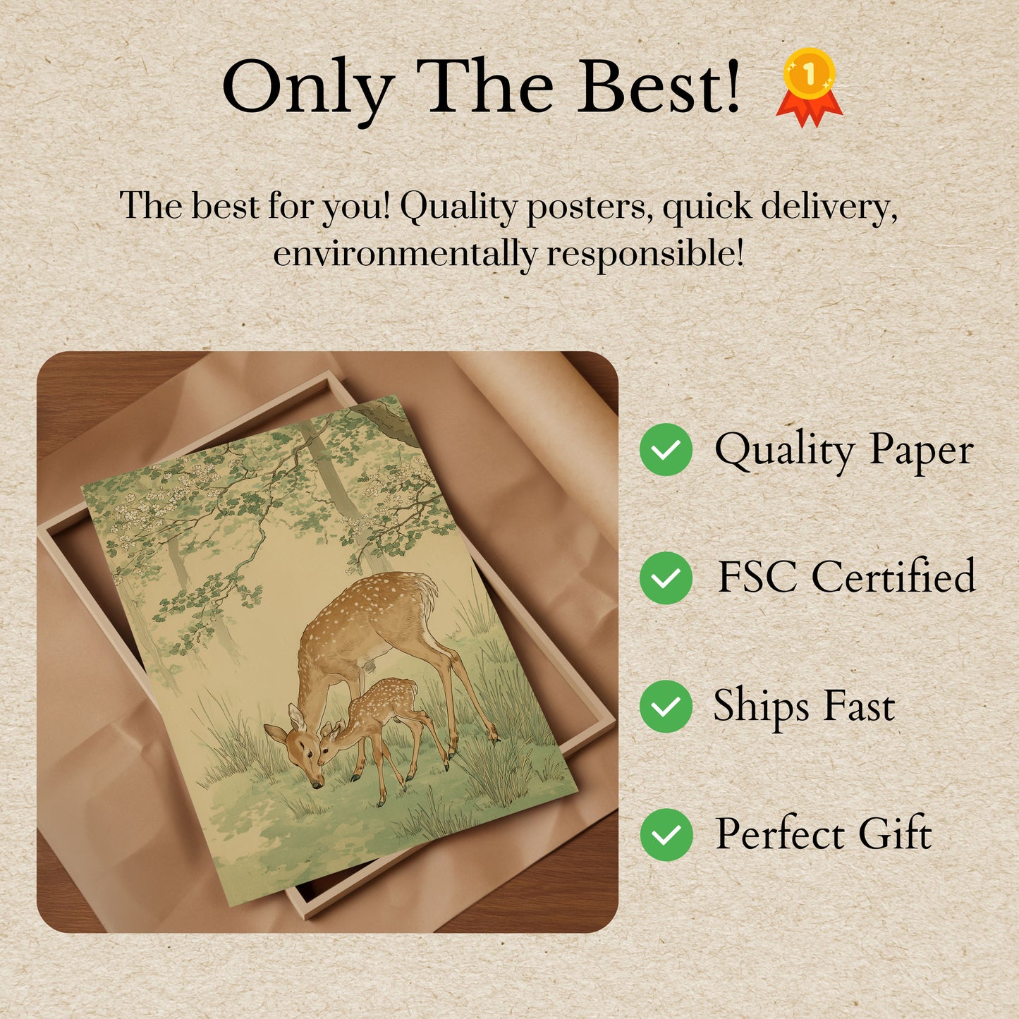 Deer Mother and Fawn Poster