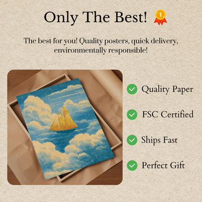 Golden Sailboat Sky Poster