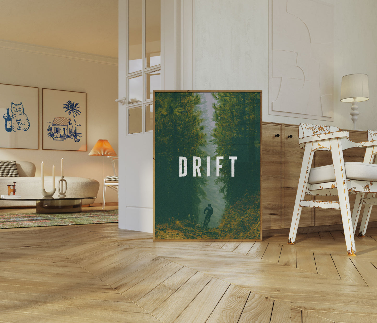 Mountainbike-Waldweg-Plakat