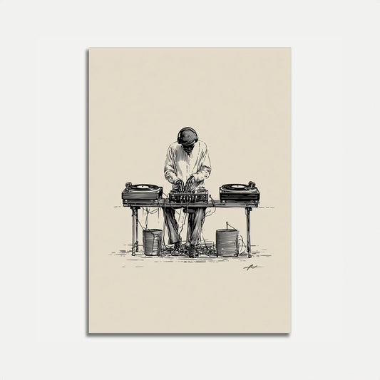 Vintage DJ Turntables Poster