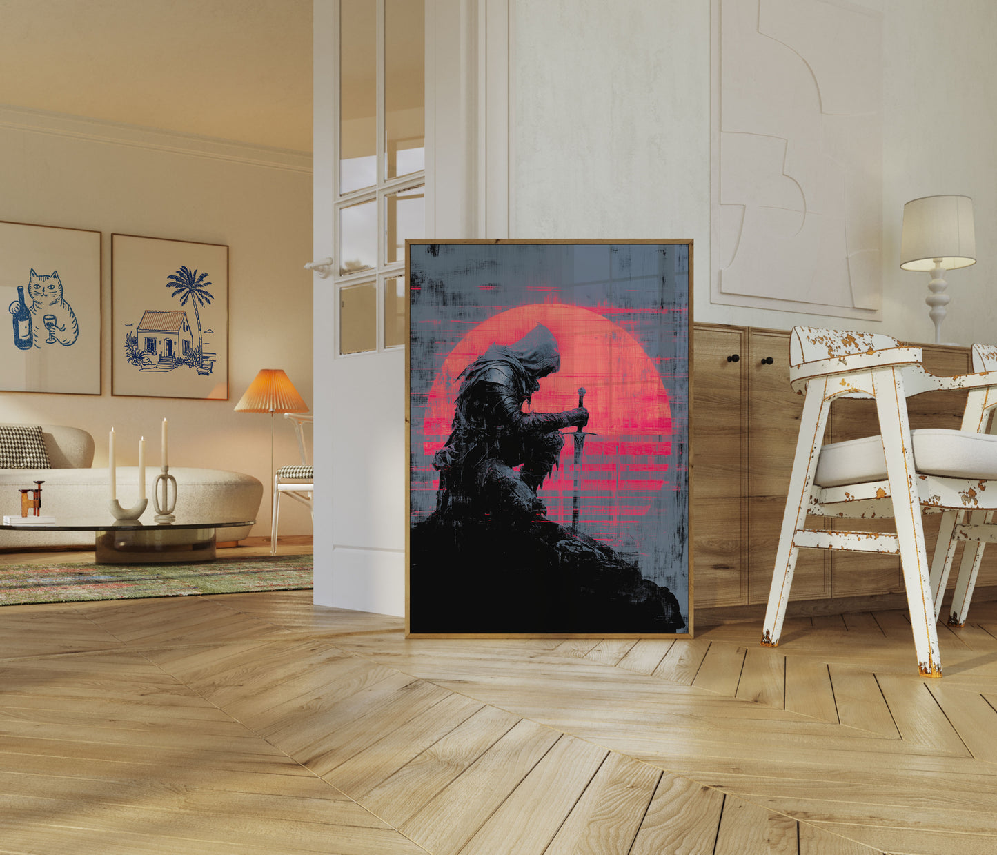 Warrior Sunset Silhouette Poster
