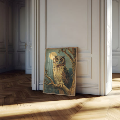 Nocturnal Owl Moonlight Poster