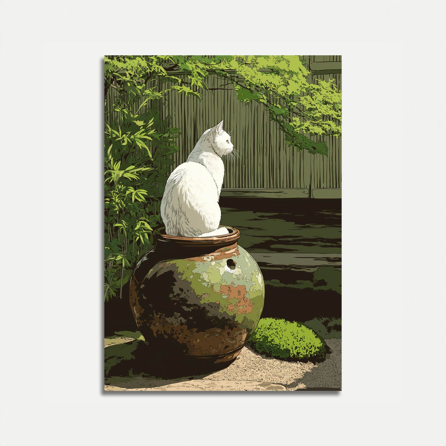White Cat on Pottery Poster
