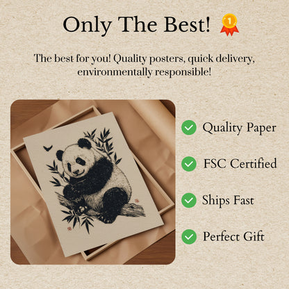 Póster de panda del bosque de bambú