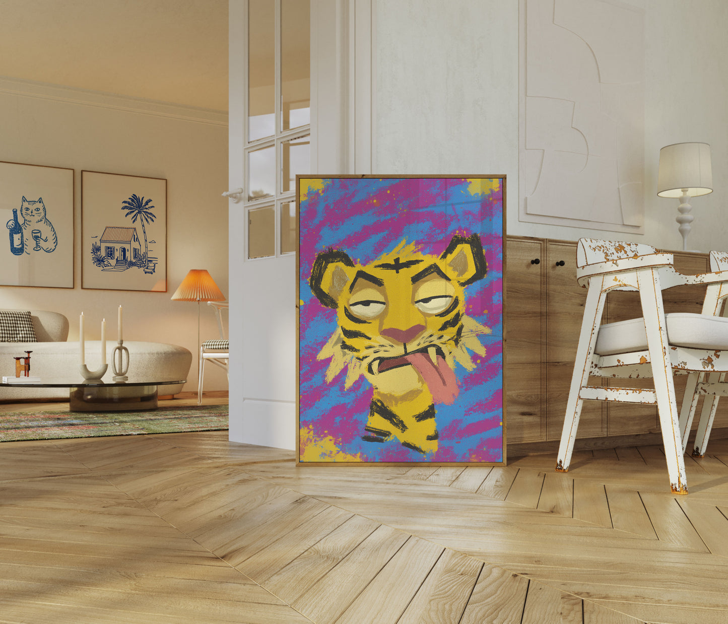 Silly Tiger Tongue Out Poster