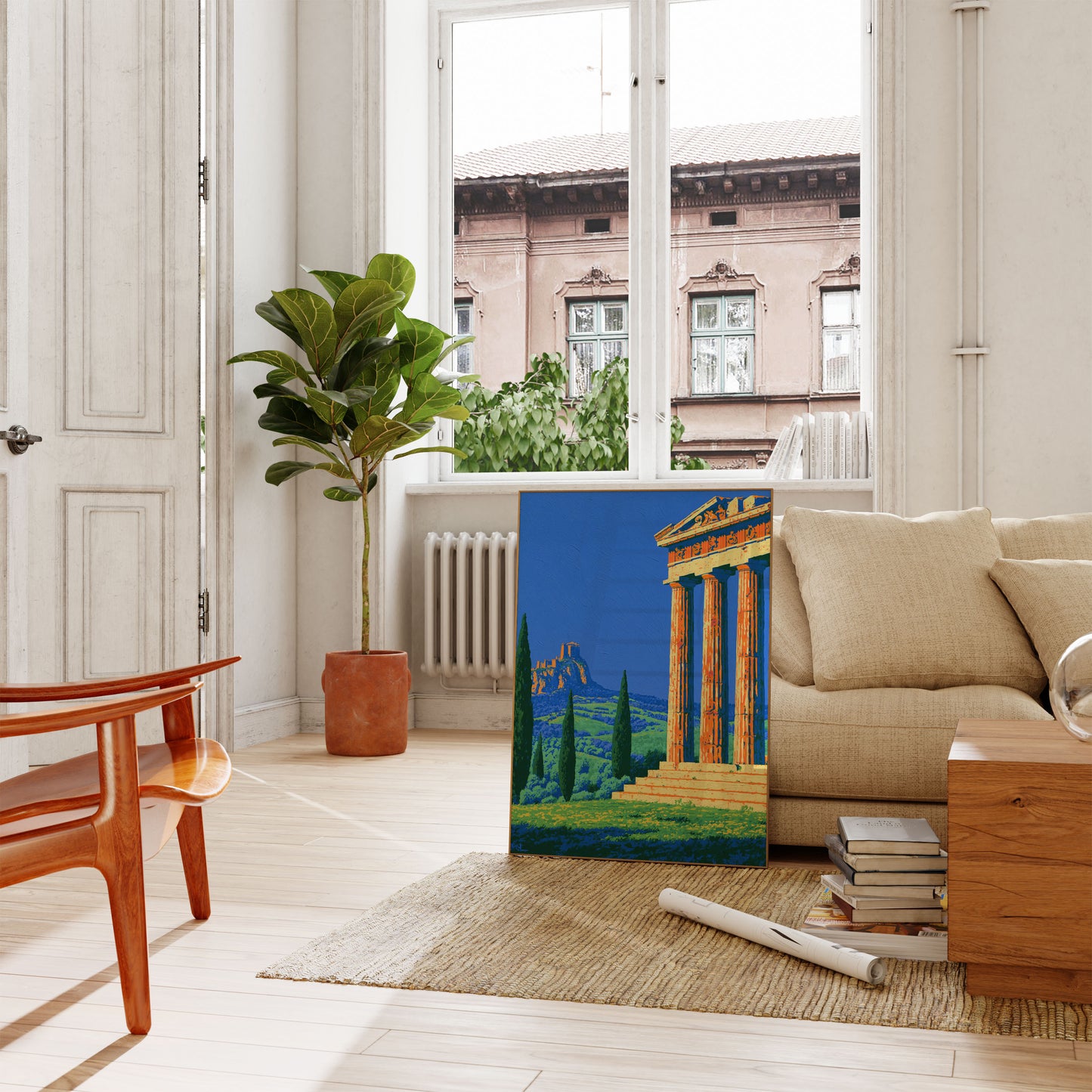 Ancient Greek Temple Landscape Poster