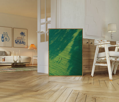 Runners in Green Field Poster