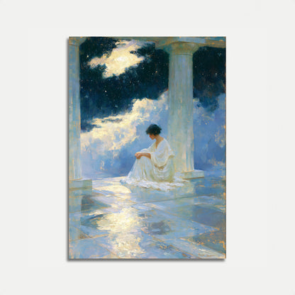 Woman Gazing at Starlit Sky Poster
