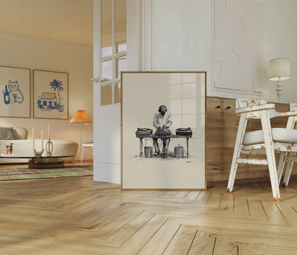 Vintage DJ Turntables Poster