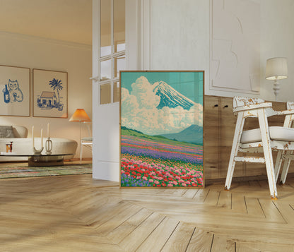 Mount Fuji Flower Field Poster