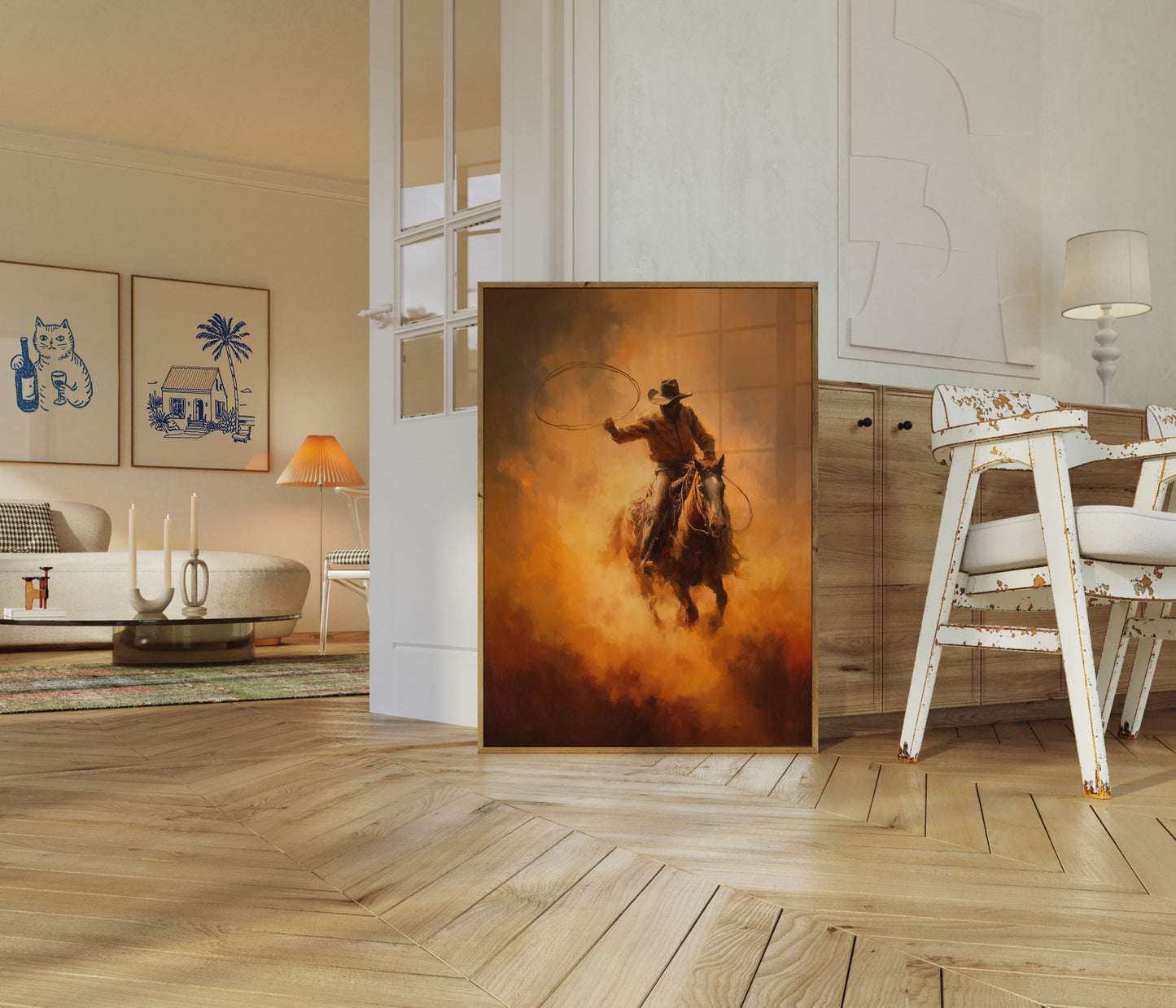 Cowboy Roping in Dust Poster