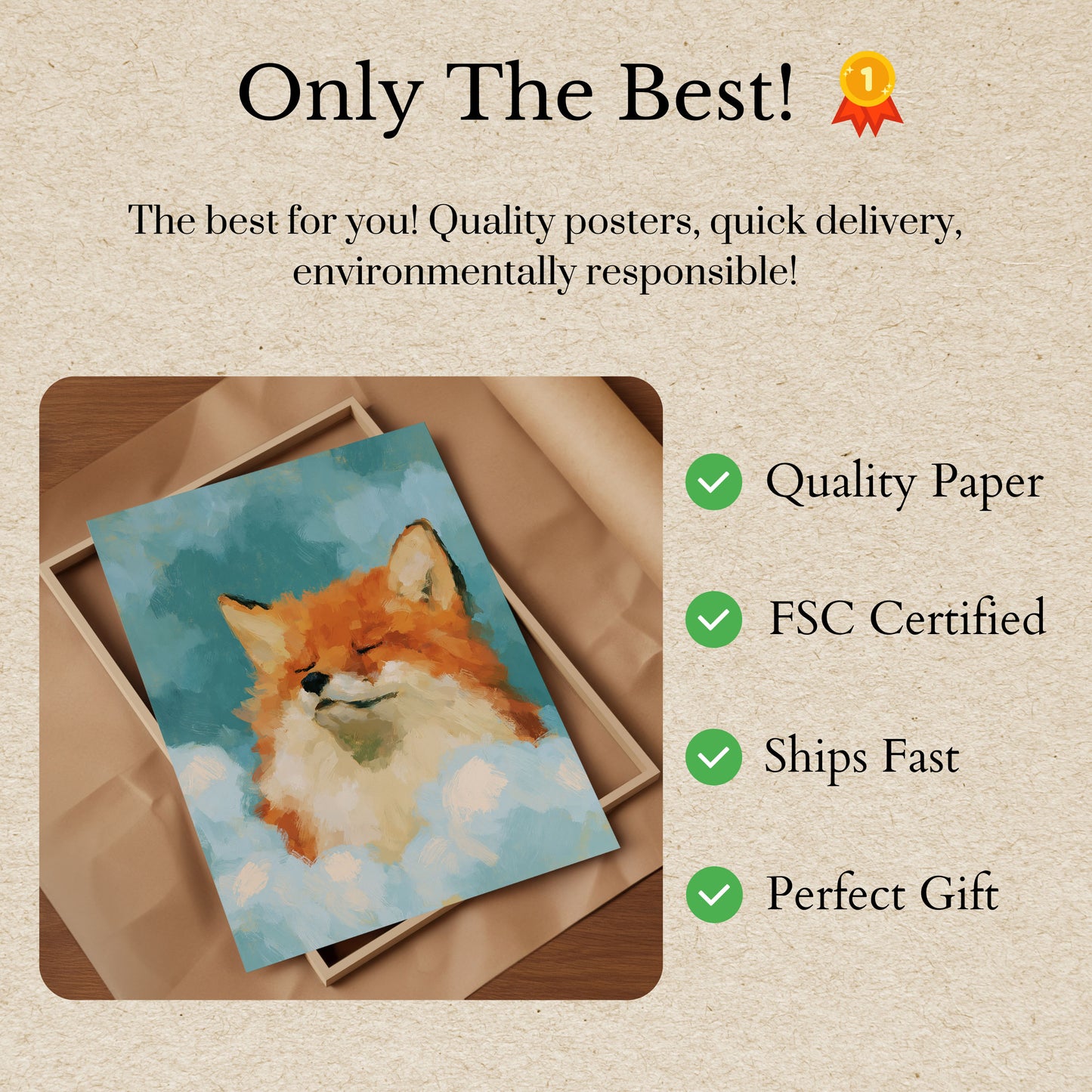 Peaceful Fox in Clouds Poster